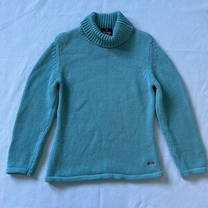 Post card Teal Turtleneck Sweater Size M made in Italy 100%wool merinos